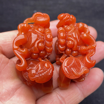 Huanglong Jade eggplant mountain overlord chicken red blood Pendant Pair of Fidelity natural color full of meat