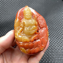 Collection of master works Huanglongyu Huang Caishen hand piece plate play eggplant pheasant blood chicken red oil yellow Buddha you make a fortune