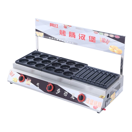 Коммерческий яичный гамбургер на гриле кишечный кишечный кишечник газовый киоск золото хрустящее кожаное крахмал мясо яичный замок печь перепелиные яичные шашлыки