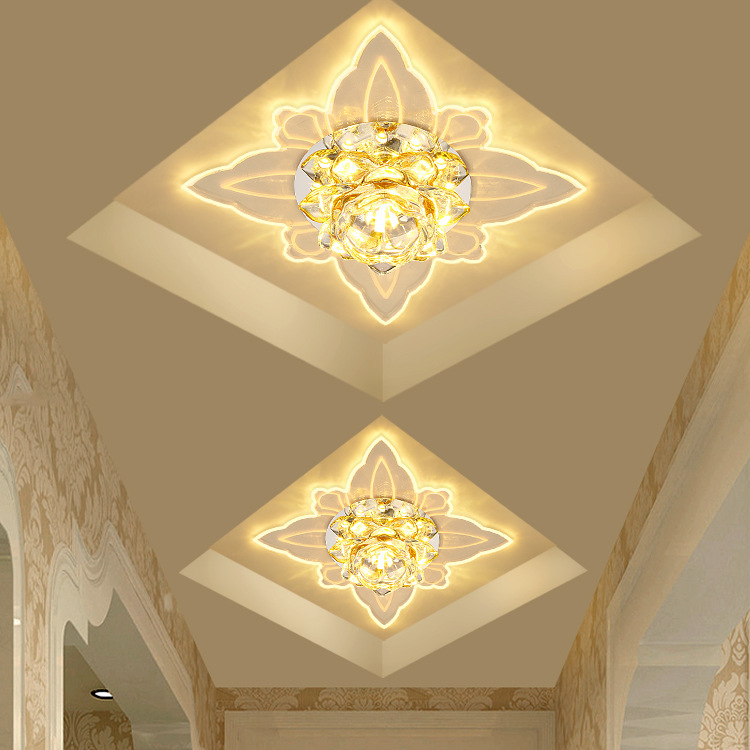 New Chinese style led crystal aisle light concealed square corridor light ceiling porch light spotlight balcony modern simplicity