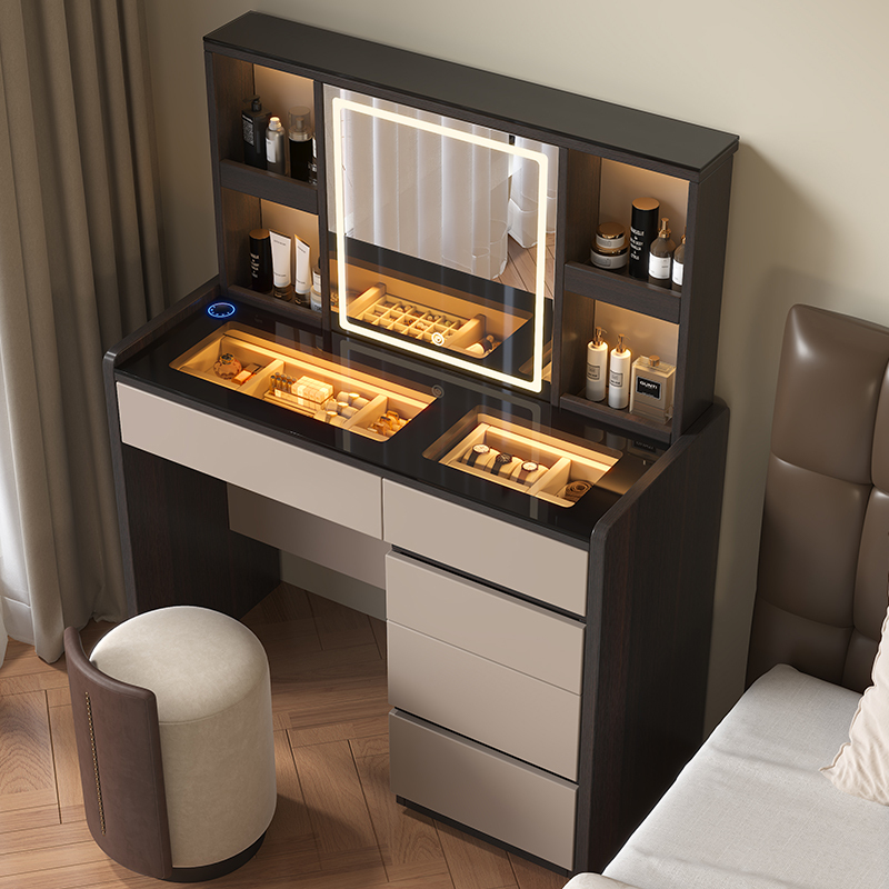 Italian-Style Lifting Dressing Table and Drawer Cabinet Integrated Bedroom Smart Electric Dressing Table Light Luxury High-End Bedside Dressing Cabinet