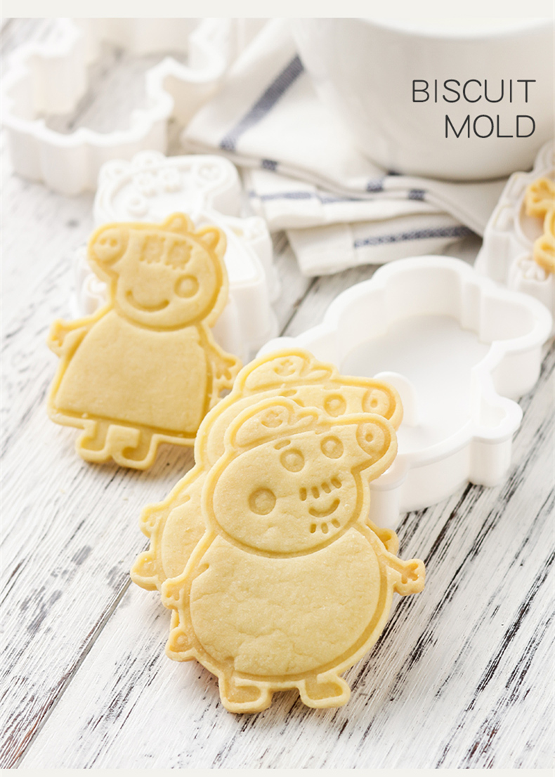 Pig Peggy Cookie Khuôn 3d Phim hoạt hình Phim hoạt hình Khoai môn Bóng gạo Khuôn ép nhựa - Tự làm khuôn nướng khuôn bánh kẹp