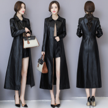 Spring Autumn New Henning Genuine Leather Leather Clothing Woman in Knee Fashion Leather Windjersey Sheep Leather Garb Cotton Coat Special Price