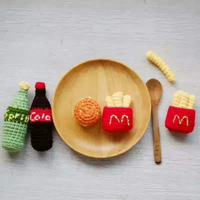 New product student handmade fabric DIY material bag crochet McDonald's cola sprite fries burger doll pendant