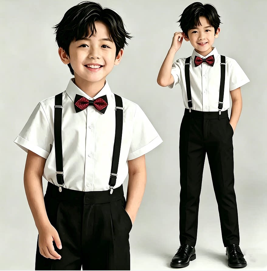 儿童礼服套装西服花童背带裤幼儿园合唱拍照表演服朗诵钢琴演出服 — 8