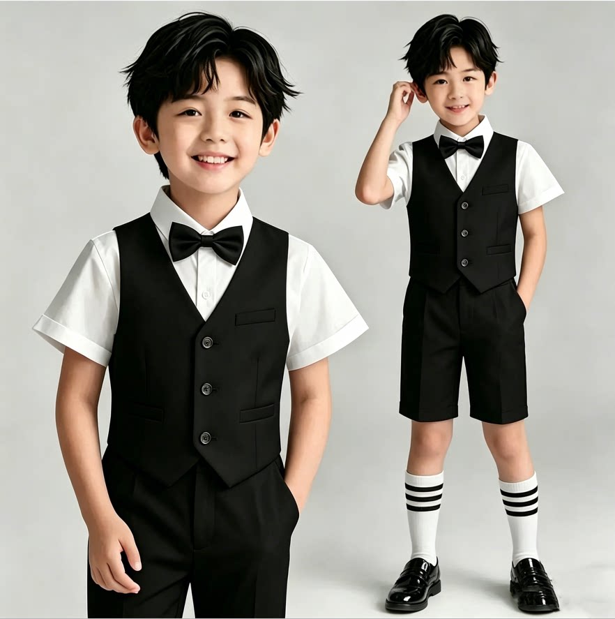 儿童礼服套装西服花童背带裤幼儿园合唱拍照表演服朗诵钢琴演出服 — 13