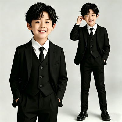 Children's Formal Suit Set, Flower Boy Suspenders, Kindergarten Choir Photo Shoot Performance Outfit, Recitation and Piano Performance Outfit — 1