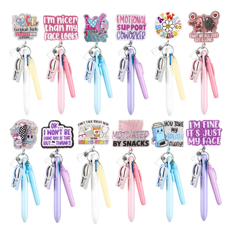 Doctors' Day Gift: Ballpoint Pen, Scissors, Keychain, Retractable Badge Holder, Practical Small Gifts for Doctors and Nurses