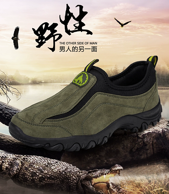 ủng cao su lội nước Mùa xuân và mùa thu đế mềm chống trượt cho nam giới trung niên giày thể thao và giải trí giày leo núi không dây giày lười giày bố già quần ủng bảo hộ quần ủng lội nước giá rẻ
