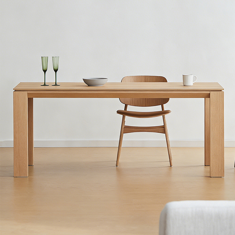 Shiguang Woodwork Cole Dining Table, Natural Wood Style, Solid Wood Rectangular Desk, Minimalist Large Board Table, White Oak Workbench Shiguang Woodwork Cole Dining Table, Natural Wood Style, Solid Wood Rectangular Desk, Minimalist Large Board Table, White Oak Workbench