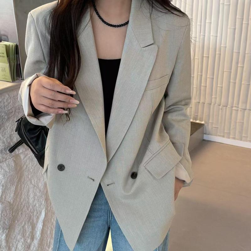 European-Style High-End Linen Elegant Commuter Blazer for Women, 2026 Spring New Fashionable Versatile Suit Jacket Trendy
