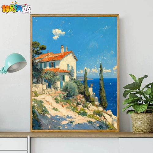 Цифровой домик для рисования, масляная краска, DIY