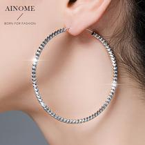 Europe and the United States exaggerated pure silver thread large ring cold wind rough circle earwear circle retro gas ear ring