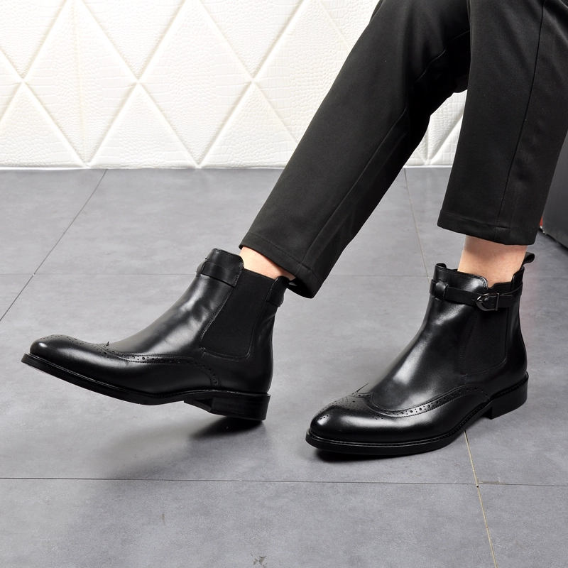 Giày bốt goodyear của nam giới bốt ngắn mũi tròn da bò giày da nổi tính khí chính thức giày cao cấp công sở giày cao nam khởi động hợp thời trang - Kính đeo mắt kính