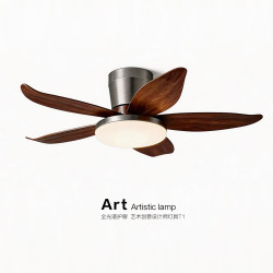 Fan Lamp, Restaurant Ceiling Fan Lamp, Antique Style Walnut Wood Grain Color, Bedroom Room, Household Integrated Ceiling Fan Lamp
