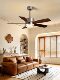 Retro Wood Grain Color Living Room Ceiling Fan Light, Household Dining Room Integrated Fan Light, Vintage Style Silent Inverter Fan Light