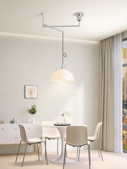 Nordic Retro Movable Chandelier Bauhaus Minimalist Study Island Dining Bar Retractable Creative Chandelier