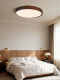 Cream-Colored Round Bedroom Ceiling Light, Japanese Minimalist Style, Natural Wood Style Master Bedroom Light, 2026 New Model Wood Grain Color Light