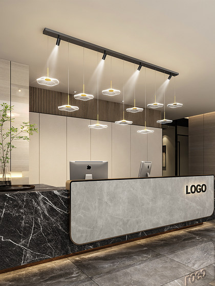 Light Luxury Creative Restaurant Chandelier Modern Minimalist Led Office Front Desk Lamp with Spotlight Long Strip Lotus Leaf Bar Lamp