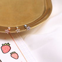 Japanese and Korean titanium steel small flower Mori ear bone screw screw buckle flower earring earring earrings summer fresh versatile female