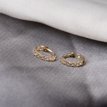 Korean Mini 10K golden ear bone nail ear bone buckle side ear ring 9k gold earring Super fairy mosaic zircon ear bone ring