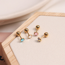 South Koreas new color rhinestone titanium steel ear bone nail womens single only small super flash ear bone nail cold wind screw screw screw buckle nail