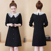 Large size fat mm dress 2021 spring and autumn new fat mm loose cover belly thin age base skirt women