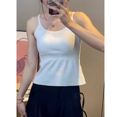 Топы/майки 大码一体胸垫美背吊带背心女内搭2024年新款夏季大胸显瘦针织上衣
