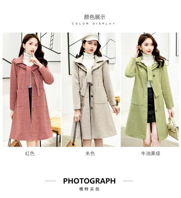 2019 mùa đông mid-line thẳng dài Hàn Quốc áo len đi làm len màu tinh khiết của phụ nữ tweed áo len - Trung bình và dài Coat