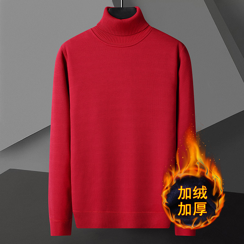 Winter Sweater for Men, Slim Fit, Fleece-Lined, Thickened, Turtleneck, Solid Color, Pullover, Trendy Warm Base Layer for Young Couples Winter Sweater for Men, Slim Fit, Fleece-Lined, Thickened, Turtleneck, Solid Color, Pullover, Trendy Warm Base Layer for Young Couples