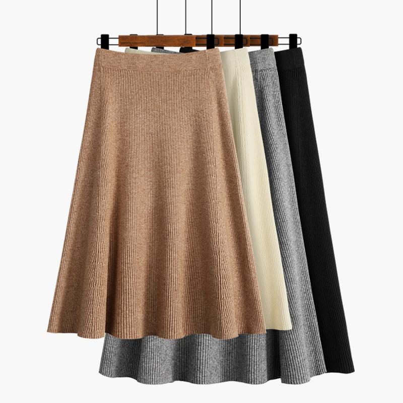 High waist knitted large swing skirt women's 2022 autumn and winter loose drape A-line skirt Korean version all-match casual umbrella skirt 385F