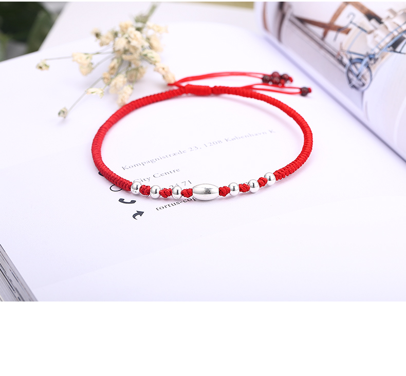 Vòng chân bạc 99 vòng chân chuyển hạt vòng chân nam và nữ năm nay quà tặng sinh nhật dây đỏ cho bạn gái lắc chân nữ đẹp