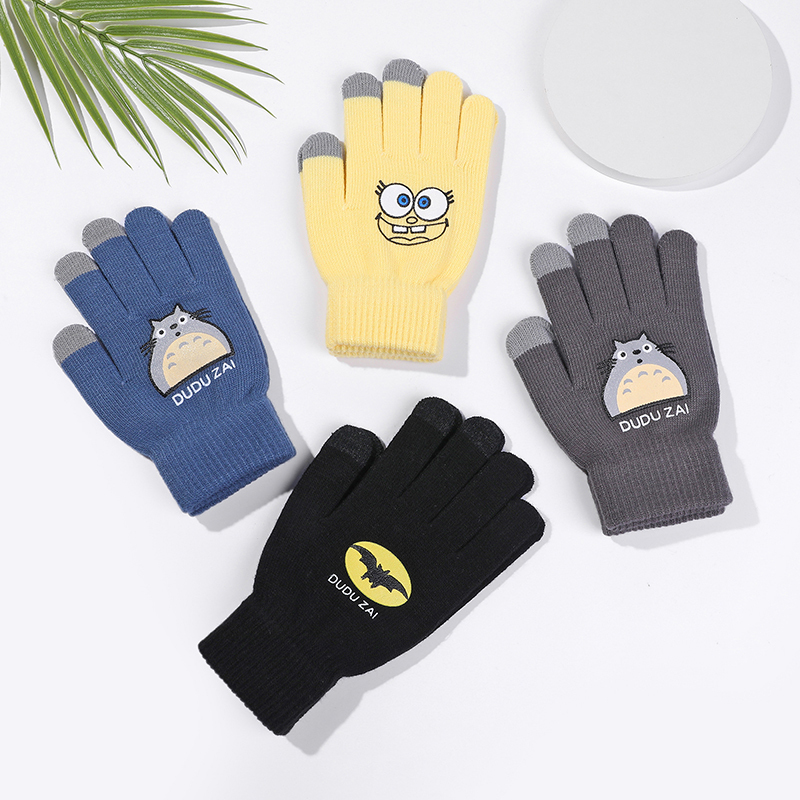 Gloves for Women, Winter Korean Style, Cute Cartoon Touch Screen Gloves, Student Cycling Gloves, Men's Fleece-Lined Warm Couple Gloves, Five-Finger Cold-Proof Gloves Gloves for Women, Winter Korean Style, Cute Cartoon Touch Screen Gloves, Student Cycling Gloves, Men's Fleece-Lined Warm Couple Gloves, Five-Finger Cold-Proof Gloves
