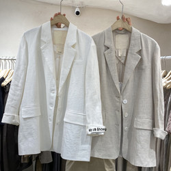 ຜ້າຝ້າຍແລະ linen blazer ແມ່ຍິງບາງໆ 2024 ການອອກແບບ summer ວ່າງແບບເກົາຫຼີຄົນອັບເດດ: ຄົນອັບເດດ: temperament ຊຸດຂະຫນາດນ້ອຍເທິງ