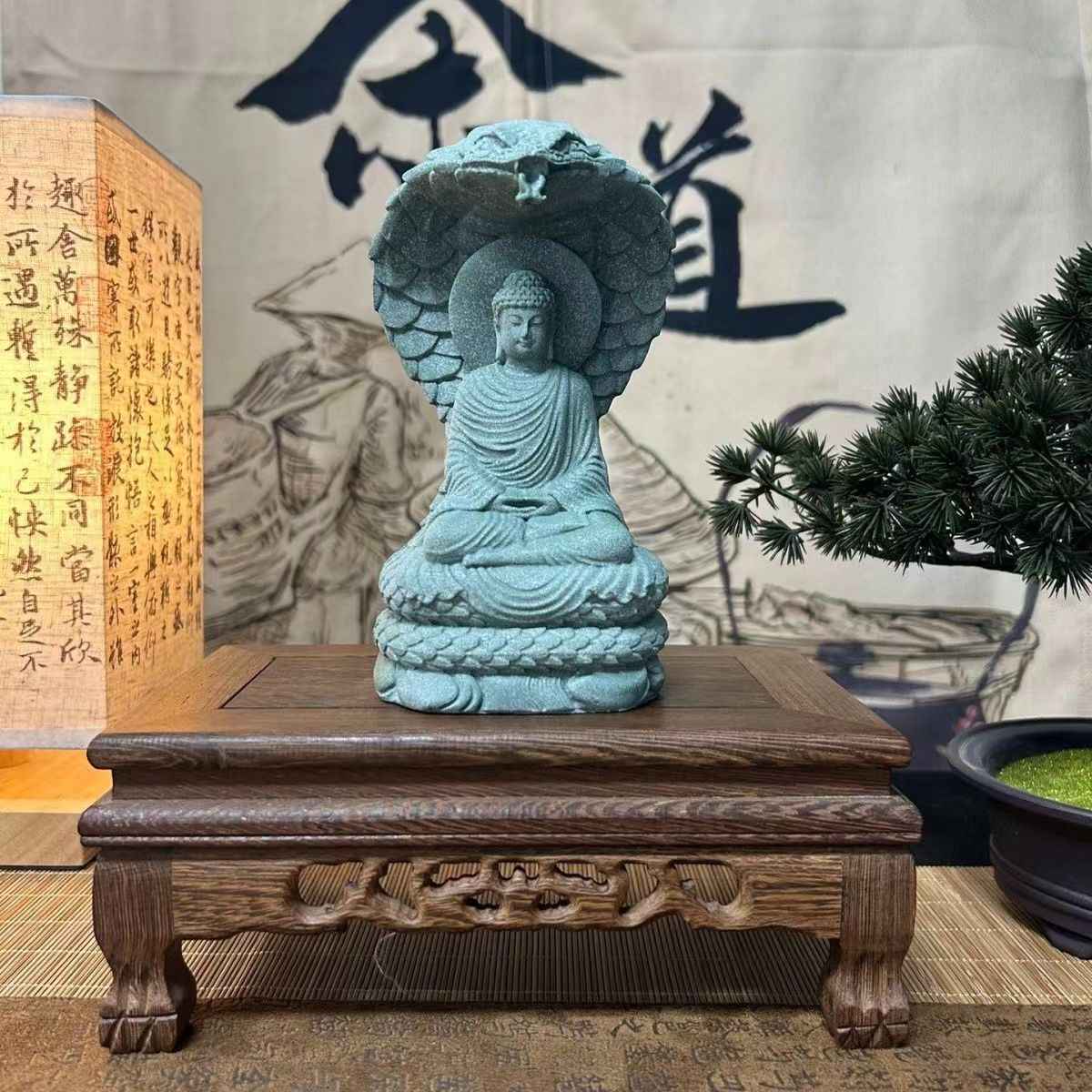 大日如来座像無垢材家庭用仏壇供養 仏教美術 阿弥陀仏工芸品