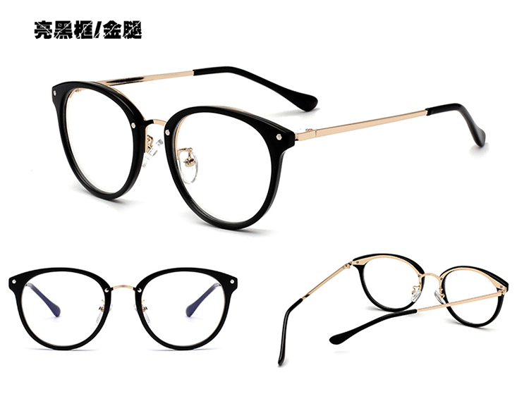 Kính cận thị khung retro văn học mắt nữ tròn mặt không độ phẳng gương đơn giản trang trí đơn giản mà không cần ống kính gọng kính cận nam đẹp