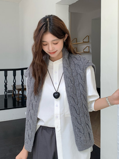 2025 New Knitted Twist Waistcoat Scarf Women's Autumn and Winter Korean Fashion Versatile Warm Scarf Trendy