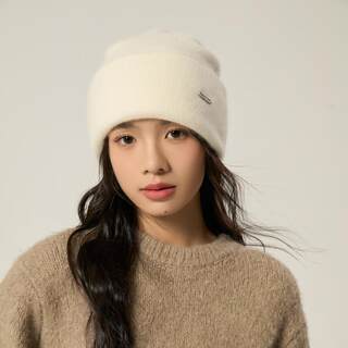 High-End 100% Pure Wool Double-Layer Thickened Knitted Beanie for Women, Winter Cold-Proof Slouchy Hat That Makes the Face Look Smaller and Trendy