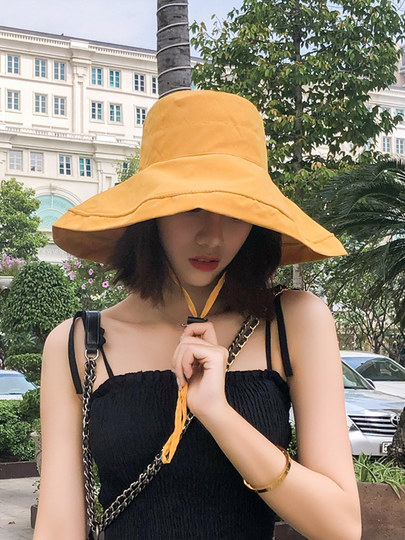 Fisherman Hat Women's Summer Sun Hat Large Brim Face Covering Sun Hat Anti-UV Versatile Face Revealing Small Sun Hat