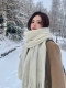 Korean Style Knitted Wool Scarf for Women, Winter 2025 New Model, Solid White Color, Long Warm Scarf for Students, High-End Feel