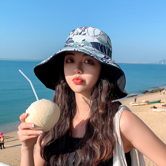 Internet celebrity double-sided fisherman hat women's summer Korean version face-covering large brim sun hat sun protection UV sun hat