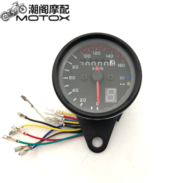 Xe máy GN125 CG125 retro cụ sửa đổi mã meter meter LED đo dặm đen với tập tin hiển thị mặt kính đồng hồ xe wave alpha