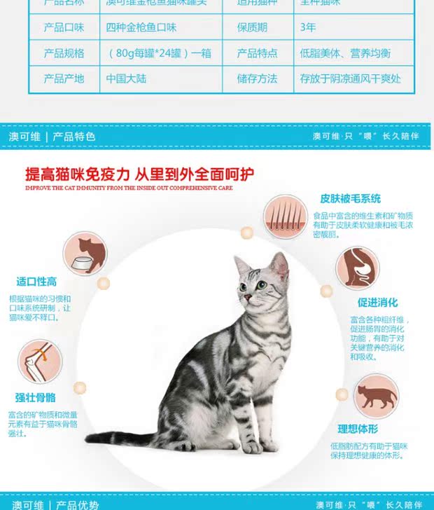 Ao Kewei mèo đóng hộp đồ ăn nhẹ cá ngừ hương vị hỗn hợp chính tả mèo thức ăn ướt gói 80g * 24 lon gửi thức ăn cho mèo - Đồ ăn nhẹ cho mèo thức ăn mèo royal canin