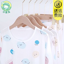 Xiaoqinglong Childrens air conditioning suit set Bamboo fiber boys thin pajamas Girls  home clothes Childrens middle and large childrens summer
