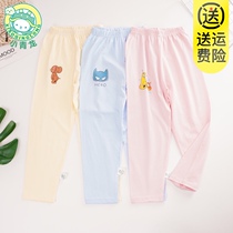 Xiaoqinglong childrens air-conditioning pants spring and summer cotton sweat cloth can be worn outside pants home pants boys and girls Cotton pajama pants childrens clothing