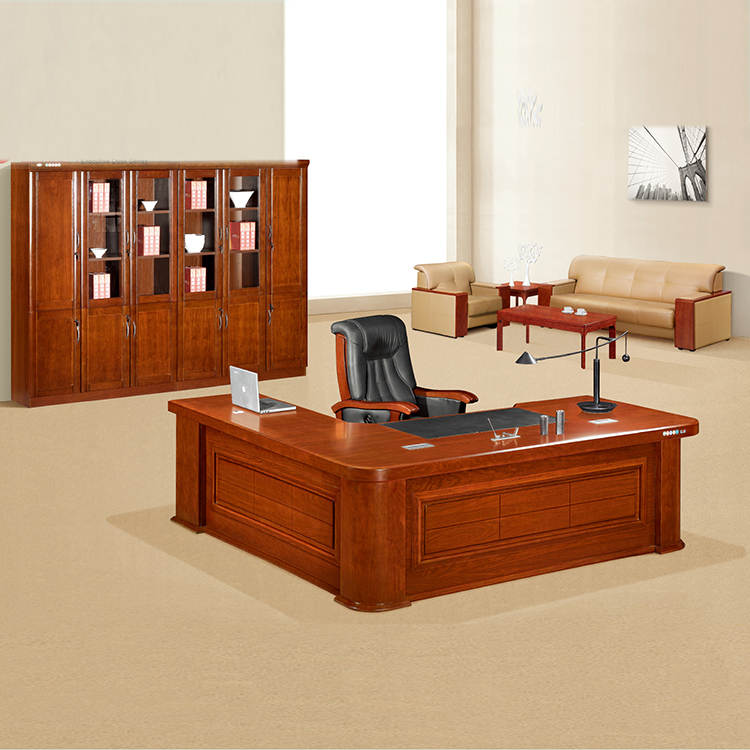 2 4 m solid wood leather boss table paint big bandai modern big desk manager table walnuts wood color president table-Taobao