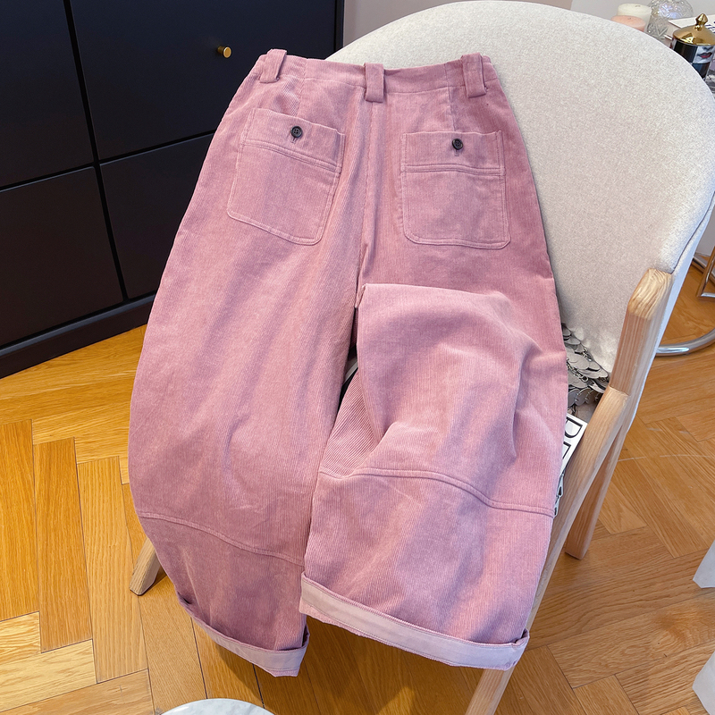 Pink Pure Cotton Loose Corduroy Wide-Leg Pants for Women 2026 Autumn and Winter Pocket Skin-Friendly Breathable Casual Women's Straight-Leg Pants Pink Pure Cotton Loose Corduroy Wide-Leg Pants for Women 2026 Autumn and Winter Pocket Skin-Friendly Breathable Casual Women's Straight-Leg Pants