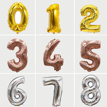 0-9 Aluminum Film Birthday Number Balloon Gold Silver Rose Gold Anniversary Banquet Arrangement Festive Wedding Party Dress Up
