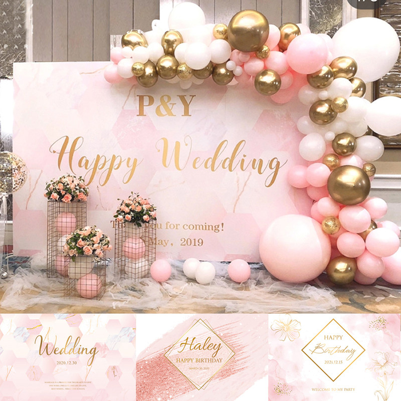 Engagement Wedding Poster Courtrode Wedding Site Placement Powder Red Gold Baby Birthday Background Cloth Decoration Poster