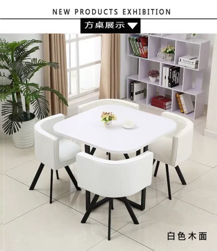 . Bàn ghế tiếp tân và đàm phán theo phong cách công nghiệp mới của Trung Quốc Kết hợp một bàn và bốn ghế, bàn tròn, đơn giản, giải trí và tạo cá tính - Bàn